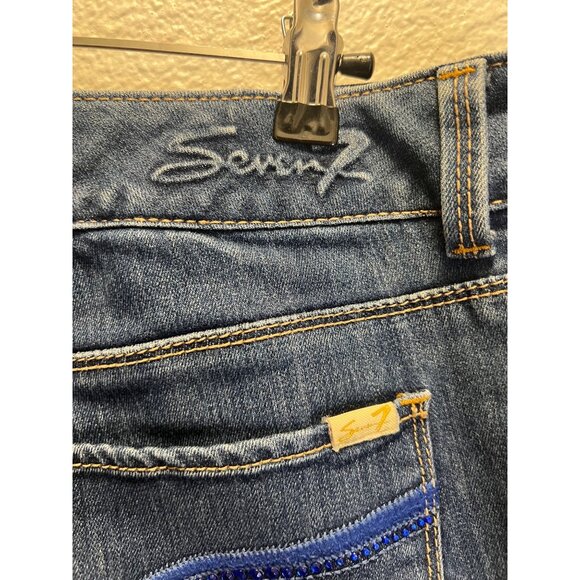 Seven7 Luxe Womens Blue Denim Jeans W/ Rhinestone Back Pockets Size 16 - Picture 4 of 7